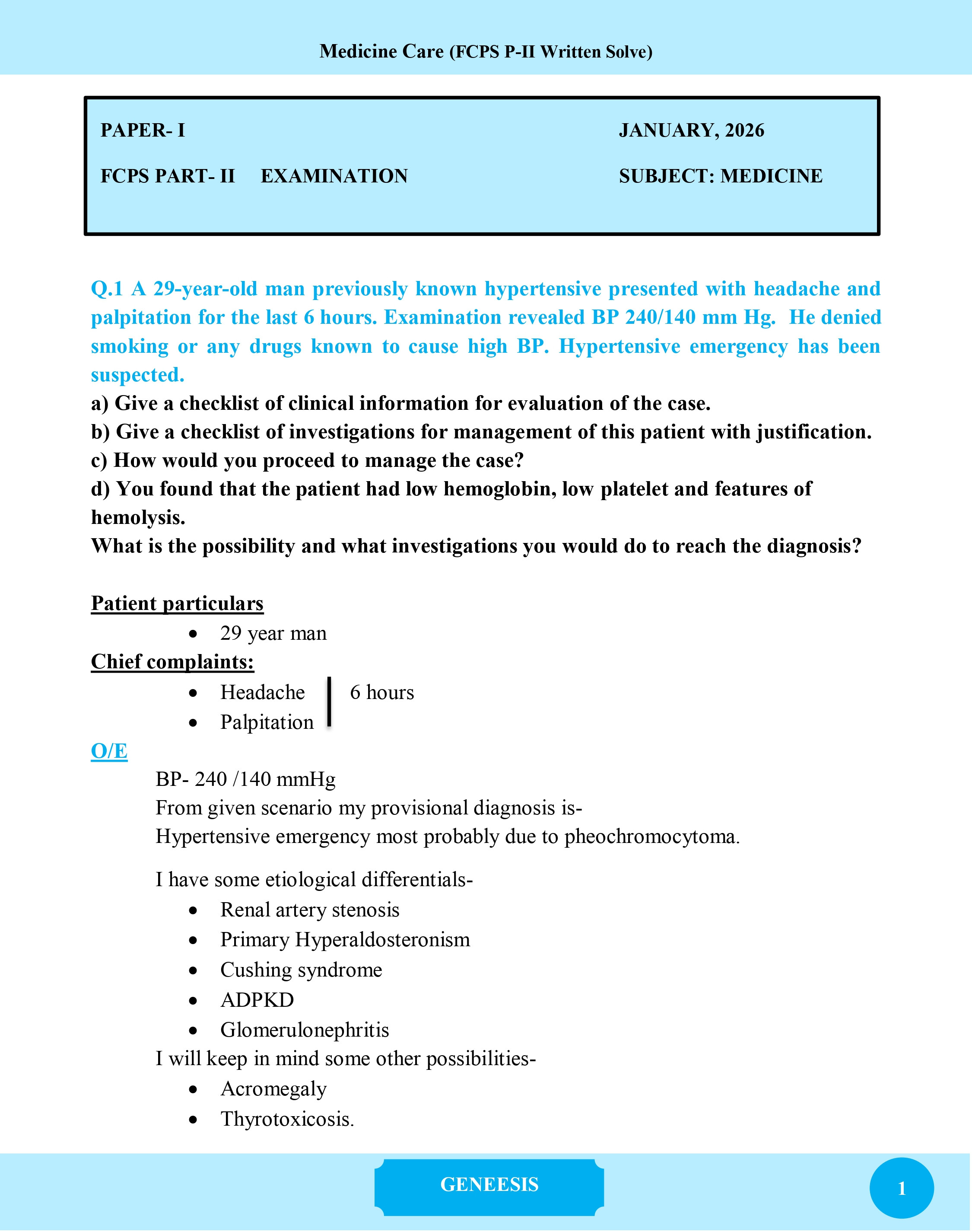 Medicine Care Fcps Part-II Written Solve information image