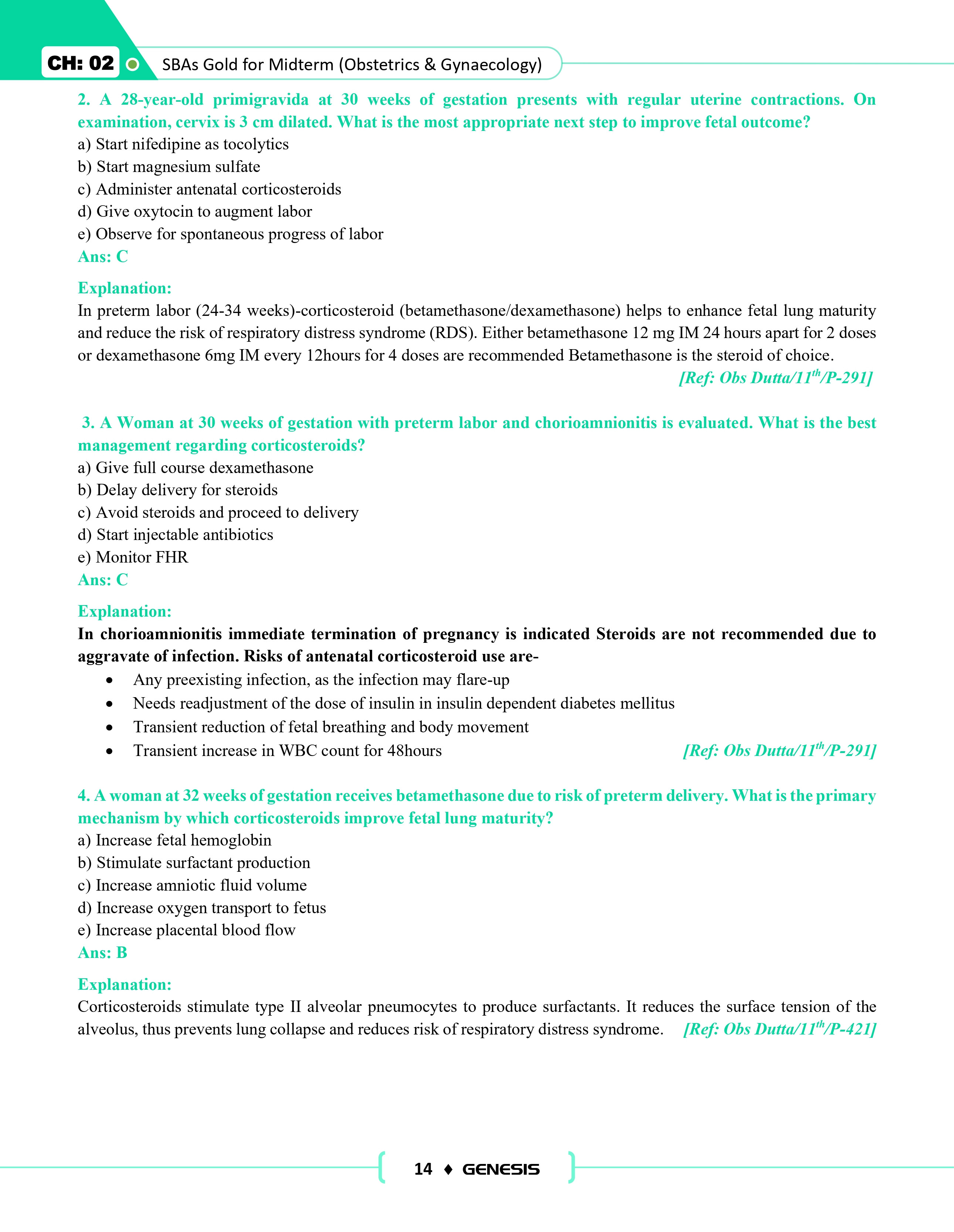 GENESIS SBA GOLD for Midterm (Obstetrics & Gynaecology) information image