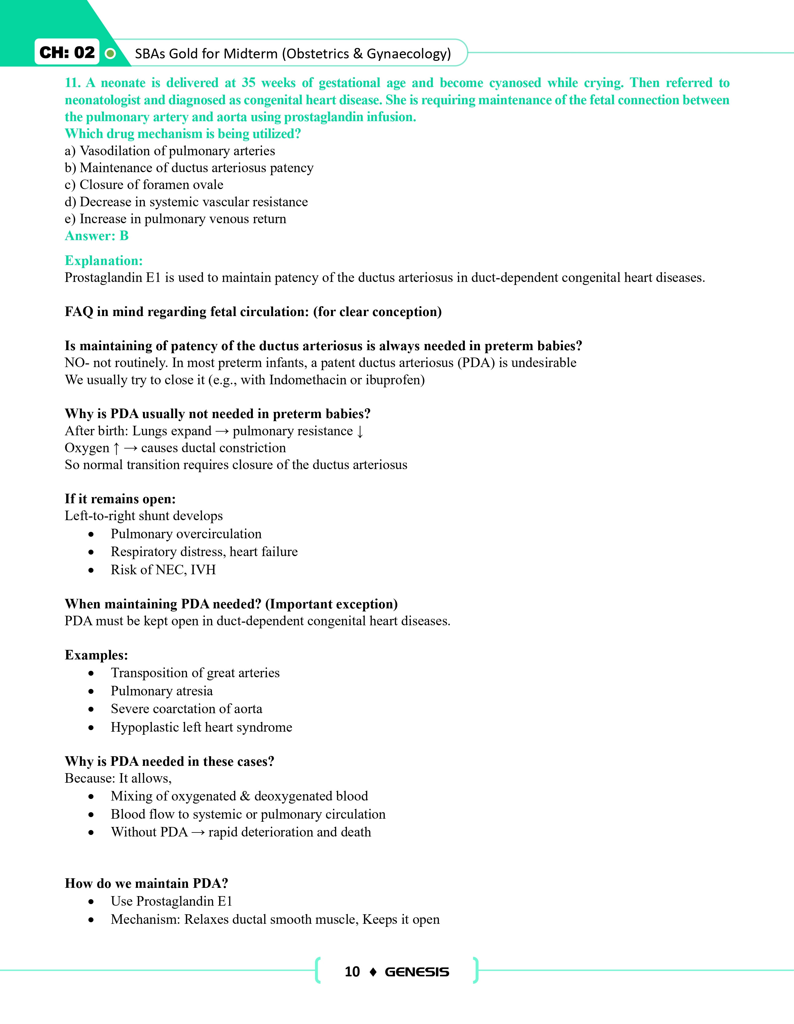 GENESIS SBA GOLD for Midterm (Obstetrics & Gynaecology) information image