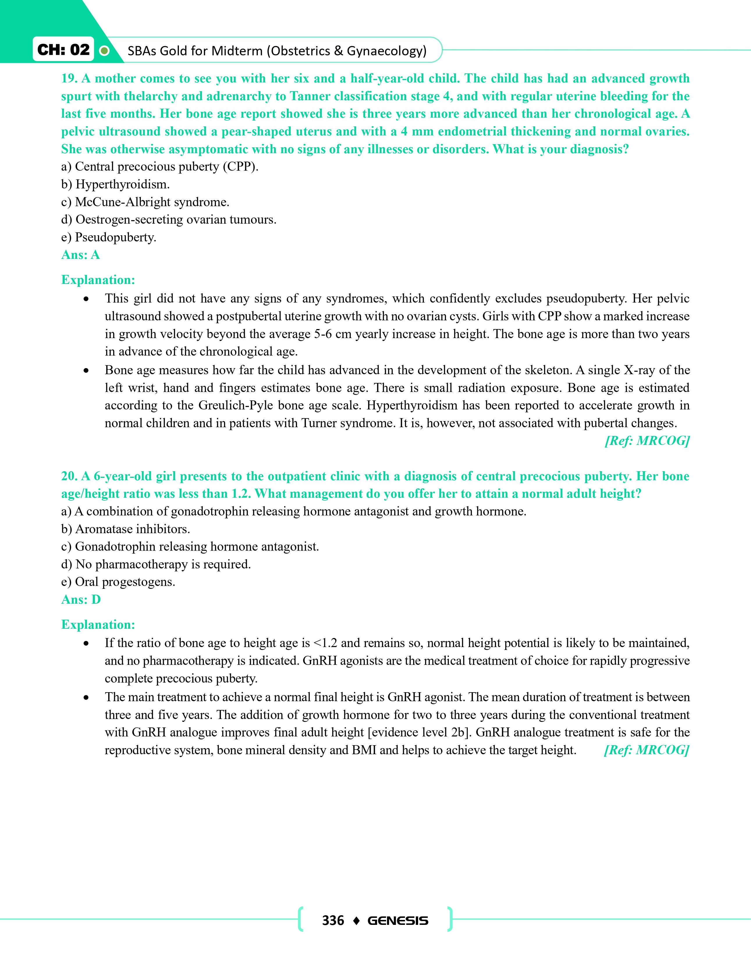 GENESIS SBA GOLD for Midterm (Obstetrics & Gynaecology) information image